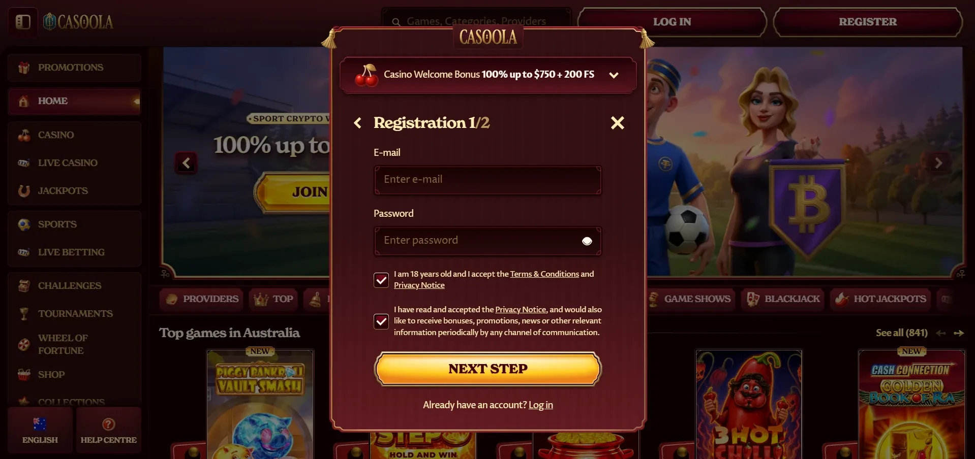 Casoola Casino sign up